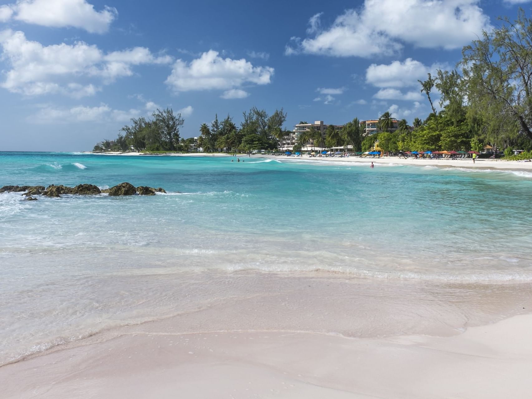 Tropical beach with palm trees near Southern Palms Beach Club