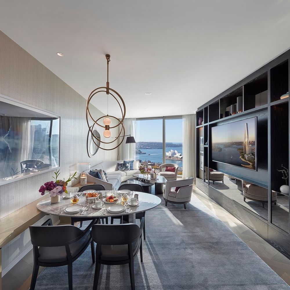 Dining table set up in dining room at Crown Towers Sydney