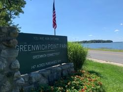 Greenwich Point Park entrance sign near J House Greenwich