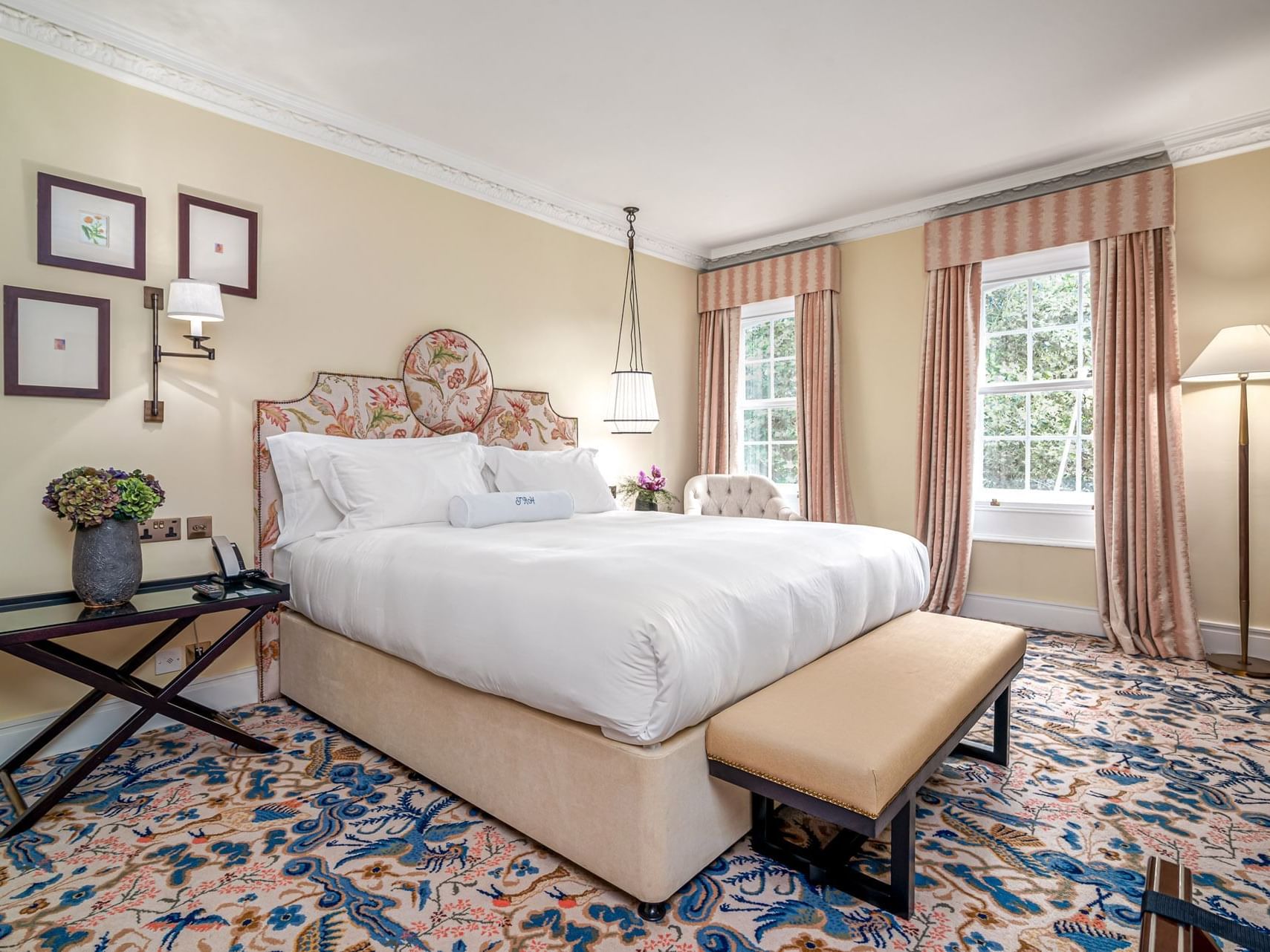 King bed in the Royal Regatta Room at The Relais Henley