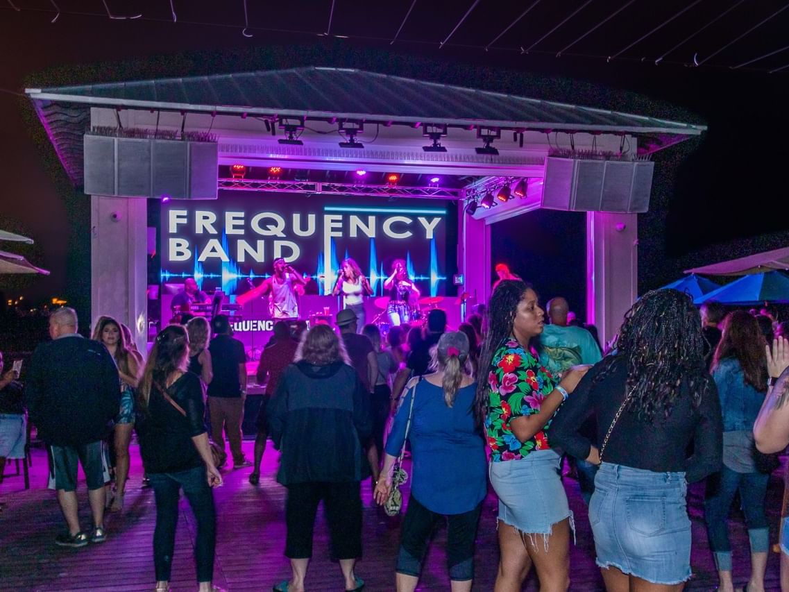 Outdoor concert at Tiki beach bar in Shephard's Beach Resort