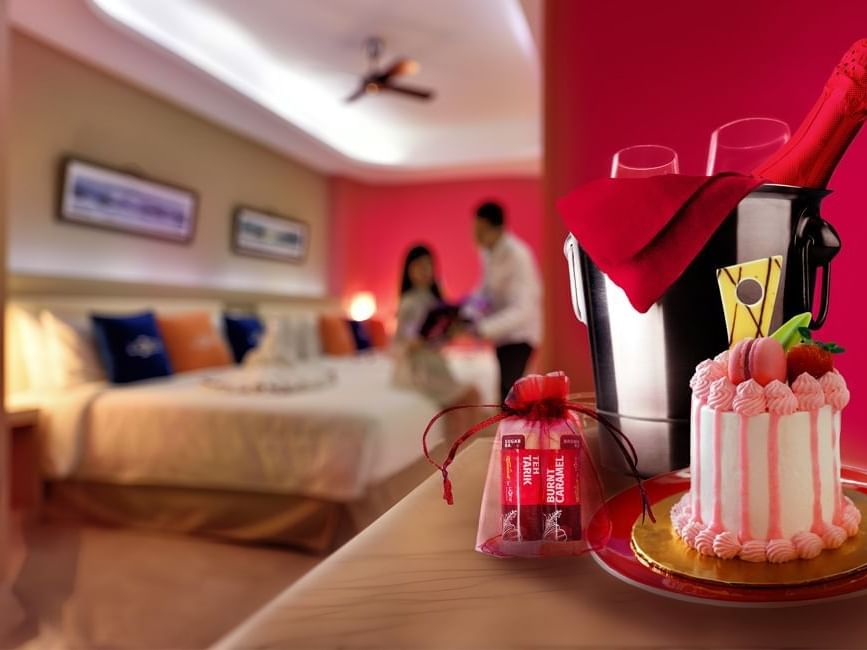Couple getaway for romantic candle light dinner at hotel