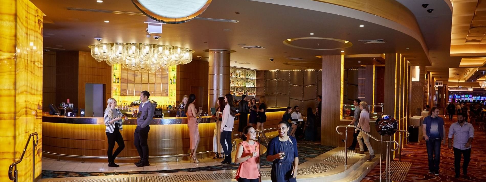 Bar counter in Fusion restaurant at Crown Hotel Perth