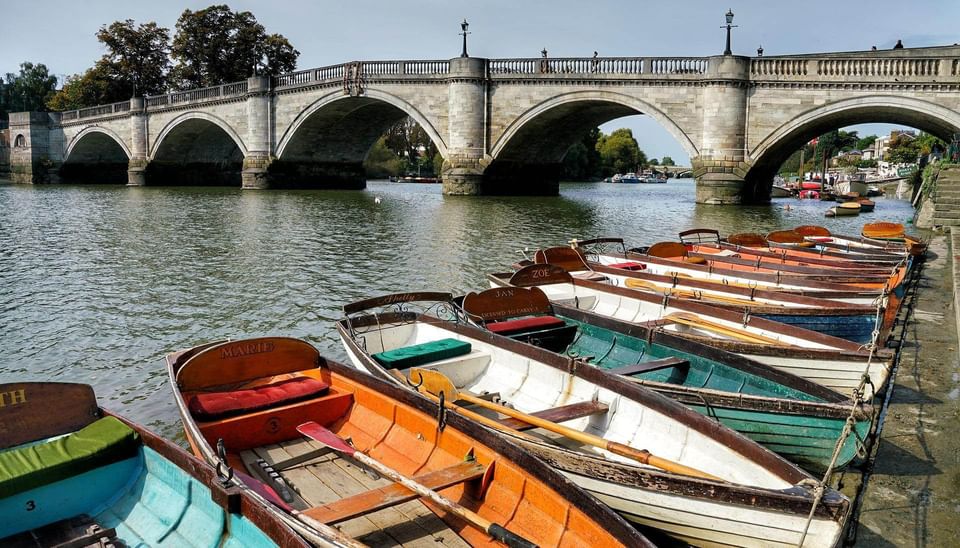 Boats stationed by Riverside Richmond near The Selwyn 