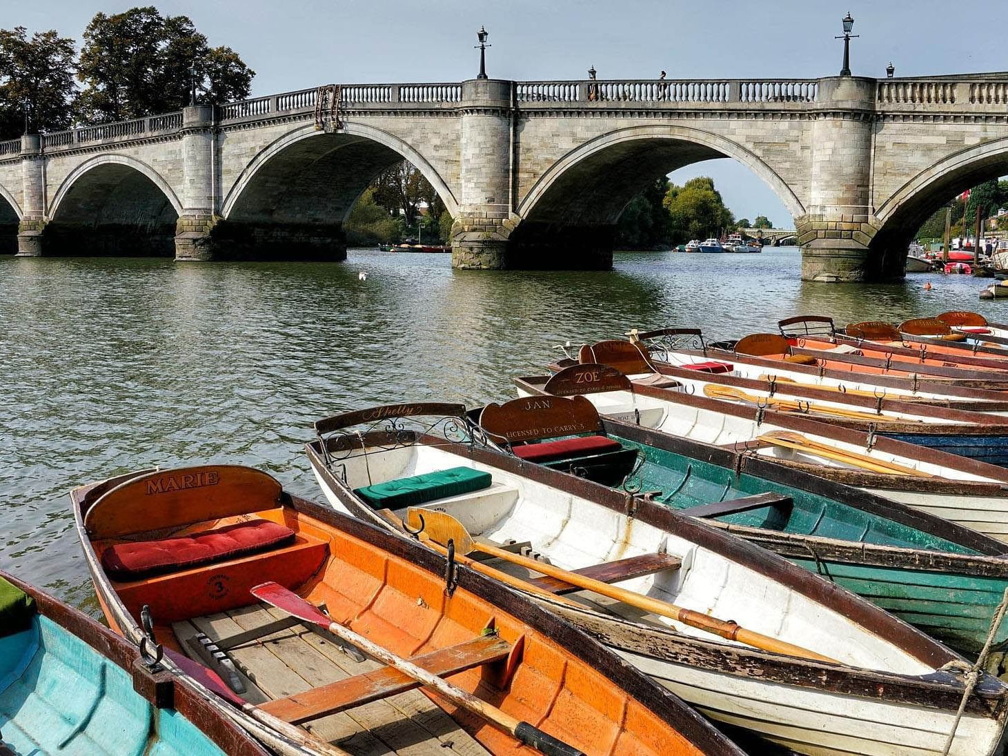 Boats stationed by Riverside Richmond near The Selwyn 