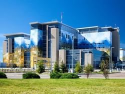 Exterior view of the South Calgary Health Center near Carriage House Hotel