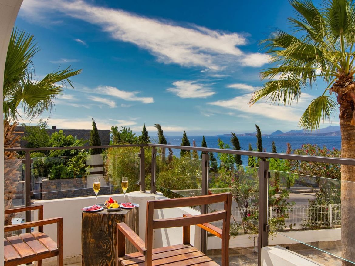 Balcony area in Standard Sea view with Balcony at Senses Hotel