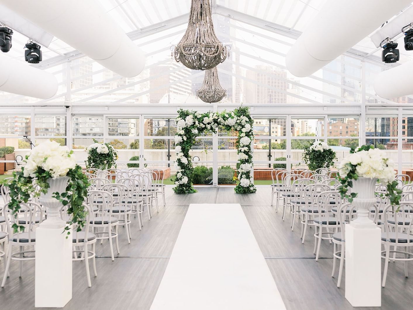 Wedding ceremony setup with flora at Crown Hotels Perth