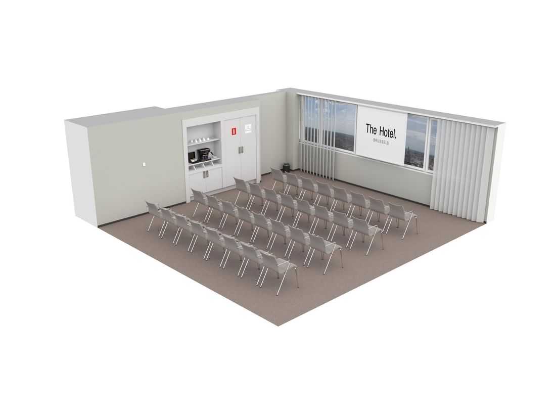 Plan en 3D de la salle de réunion Meet 25 Two à l'Hôtel Brussels