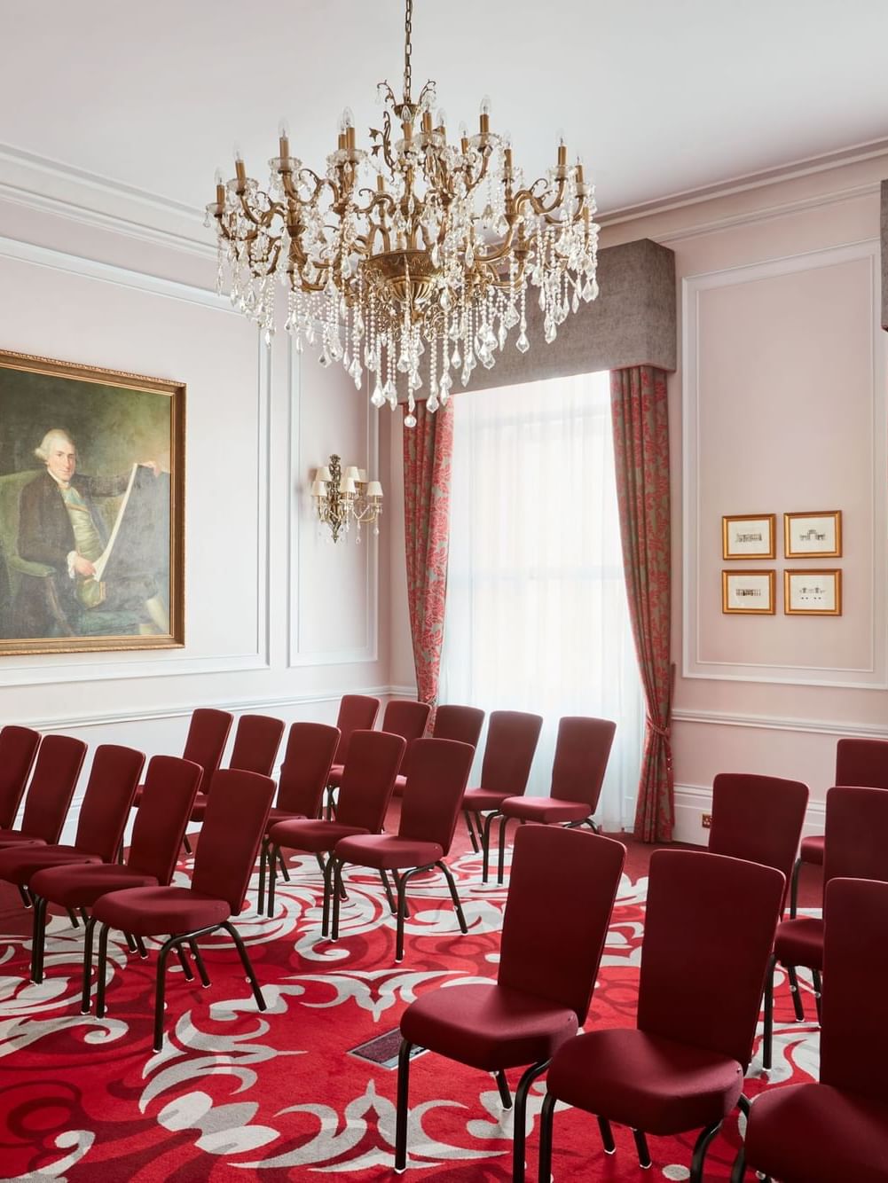 Theater set-up in The Adam Suite at  The Clermont Charing Cross