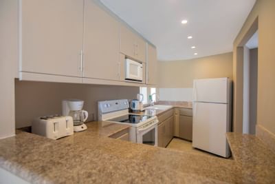 Kitchenette in 2 bedroom beachfront at Bougainvillea Resort