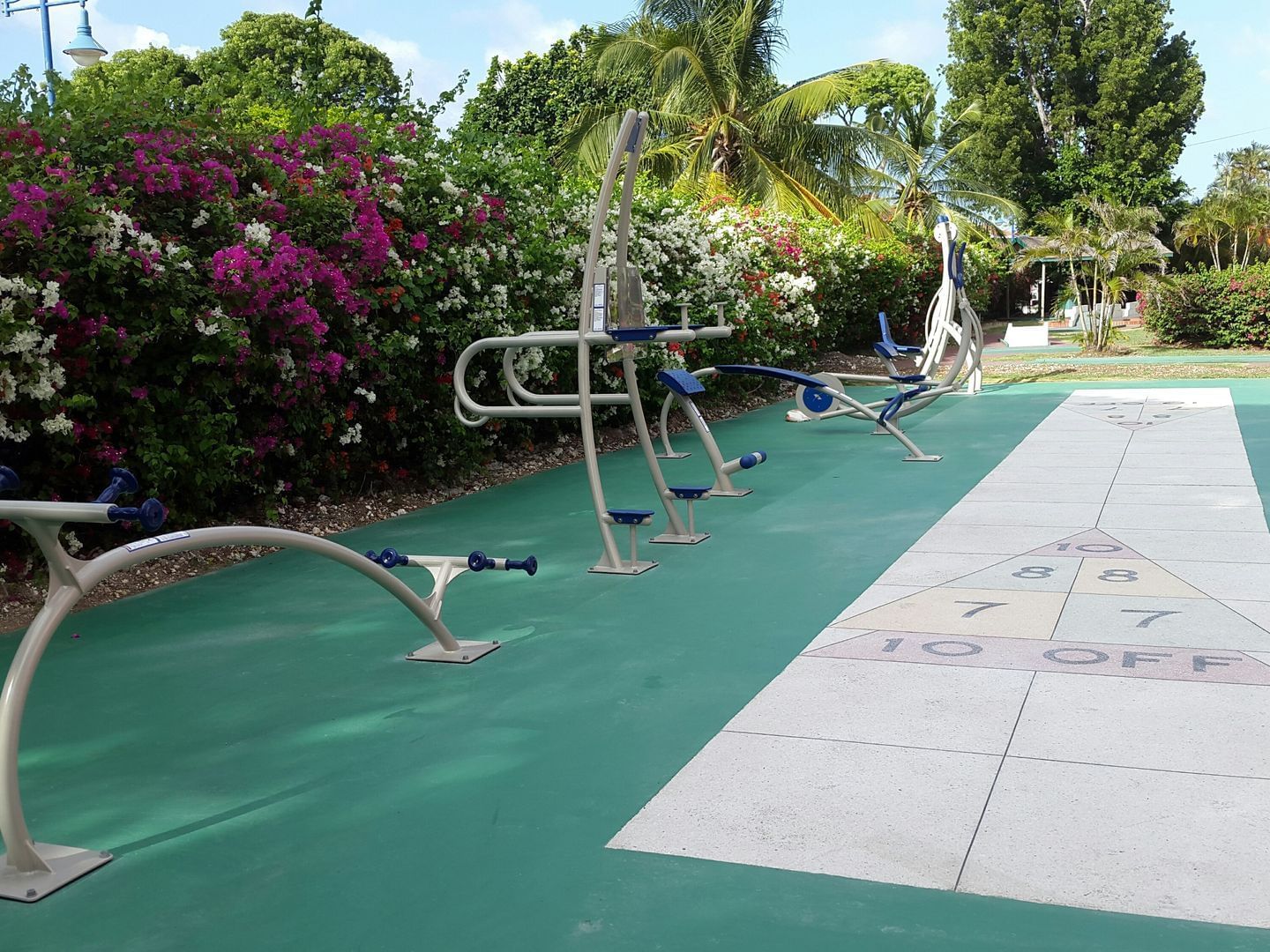 Outdoor exercise equipment at Southern Palms Beach Club