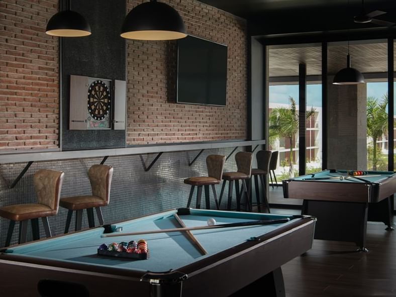 Billiard tables & lounge in the Game Room, La Colección Resorts