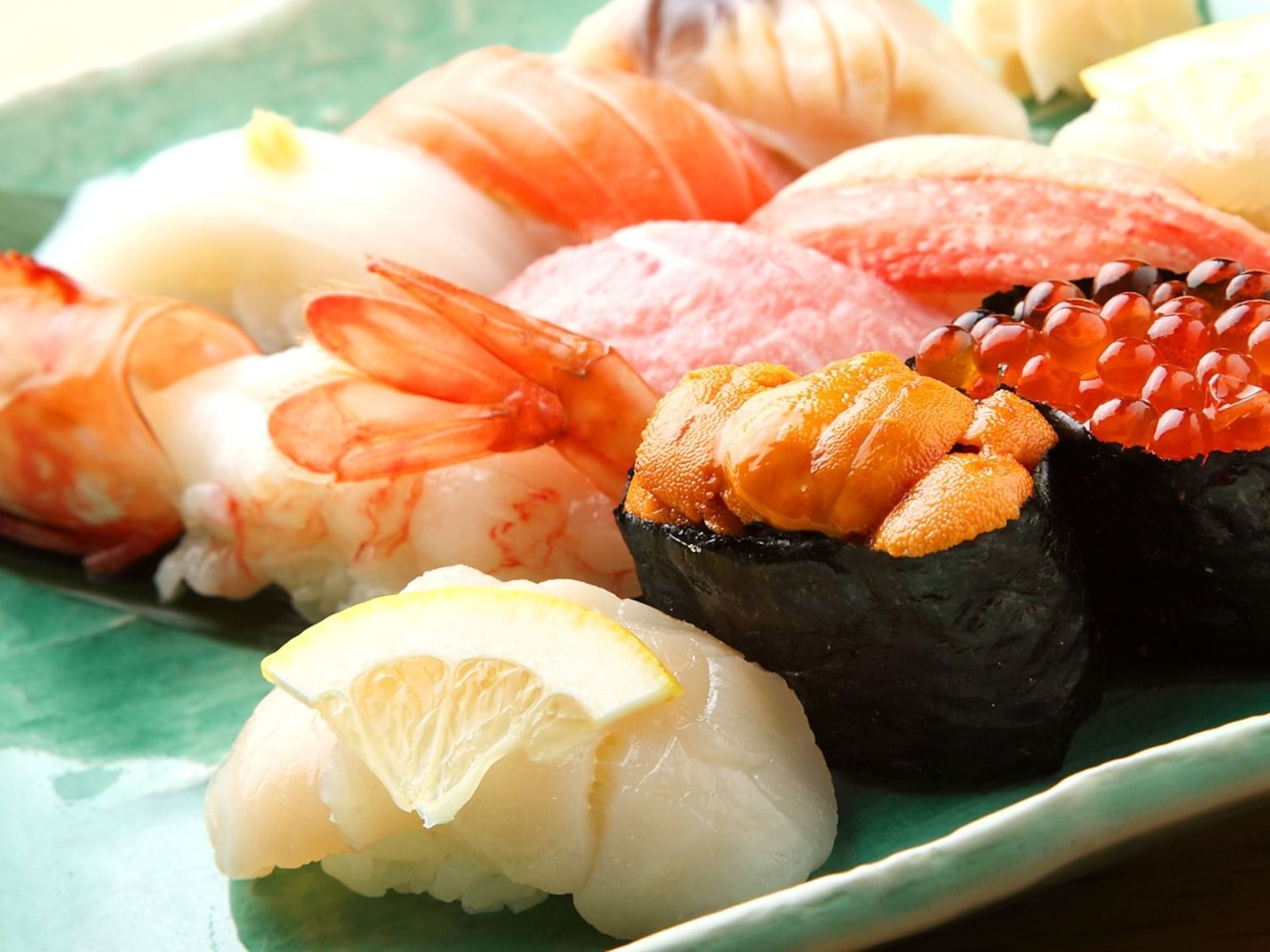 Close-up of a Sushi Winter delight served at Grand Park Otaru