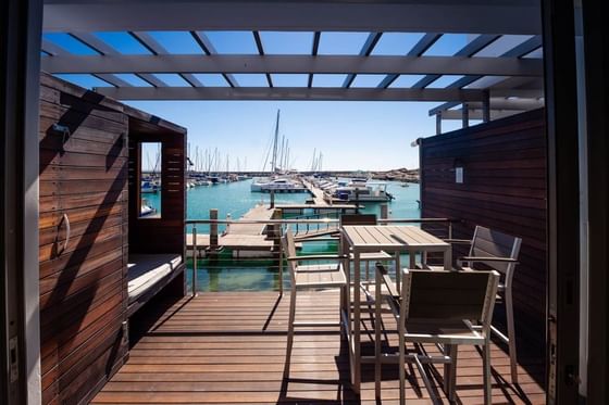 Patio And View Of Marina From Marina 2 Bedroom Apartment in Club
