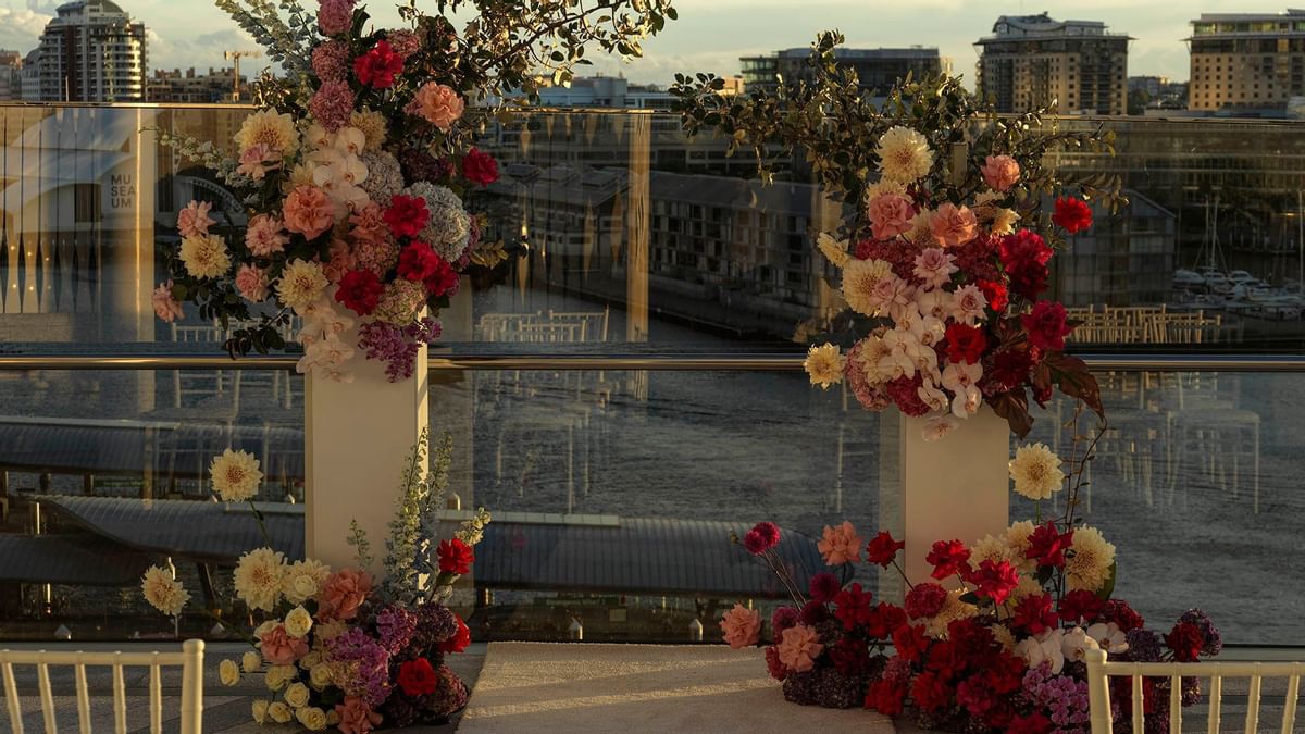 Outdoor wedding arrangement in Pavillion at Crown Towers Sydney