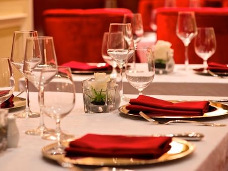 Carisma Restaurant Close-up Table Set-Up at Warwick Doha