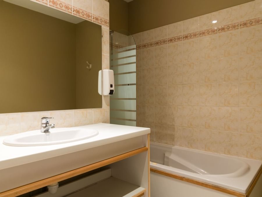Bathroom interior in bedrooms at Hotel Belem