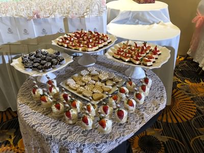 Display of various desserts for wedding at Pegasus Hotel Guyana