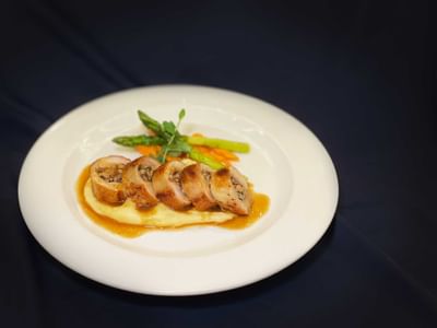 Chicken Roulade dish served in White Rose Cafe at York Hotel