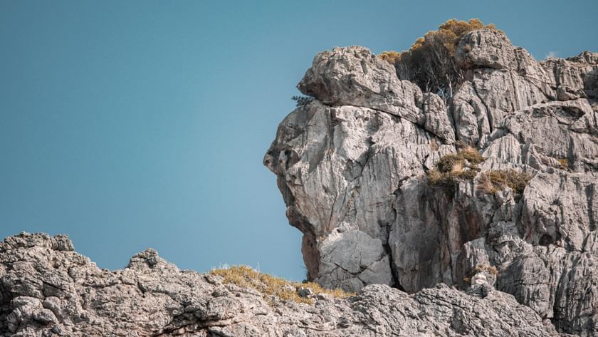 Spectacular coastal scenery at Torrent de Na Mora and the vastness of the Mediterranean Sea