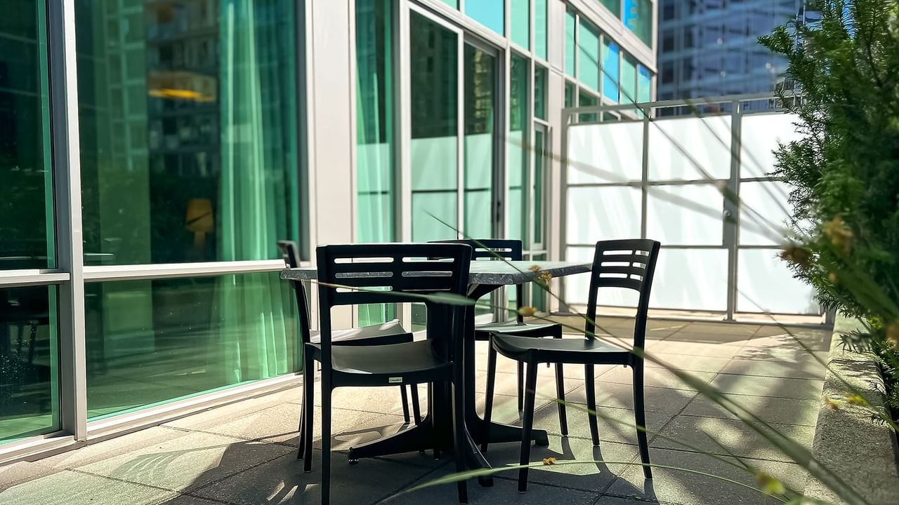 Balcony with chairs and table