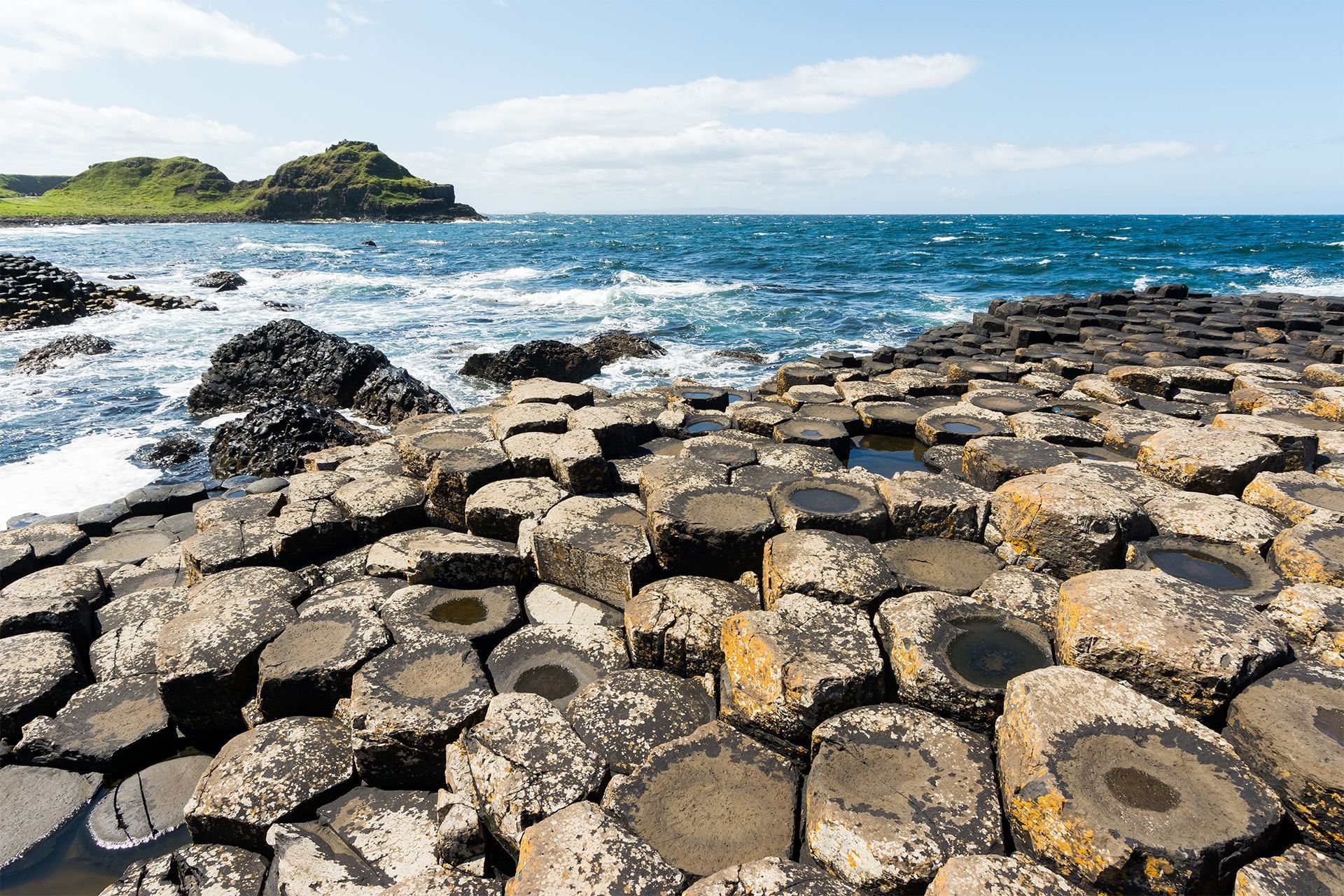 Distant view of Giant's Causeway near Dunluce Lodge, hotels in Portrush