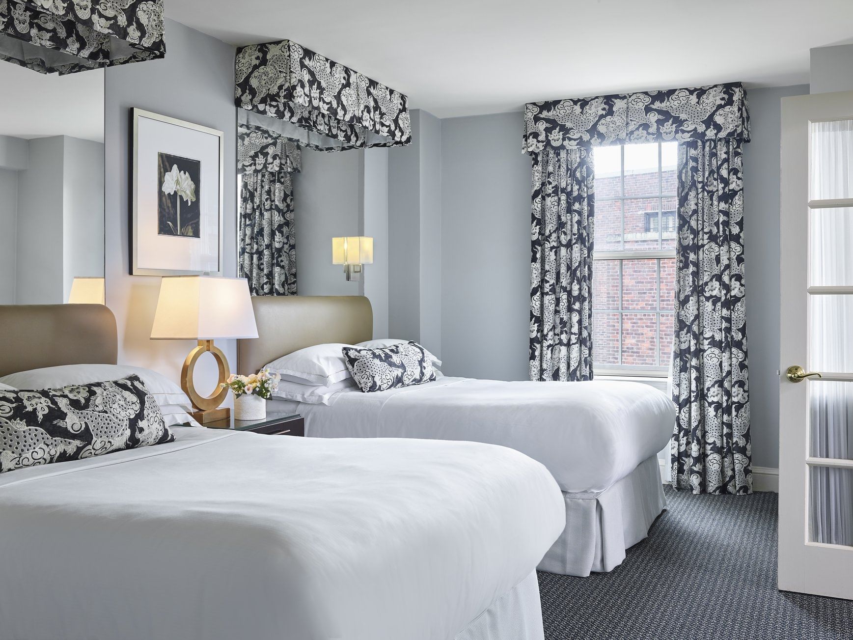 Close-up of double beds in Two-Bedroom Suite at The Eliot Hotel