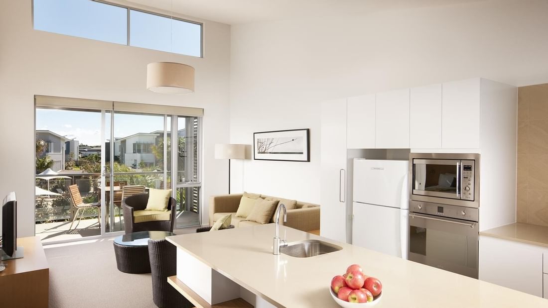 Beautiful comfy open plan living area in one bedroom villa