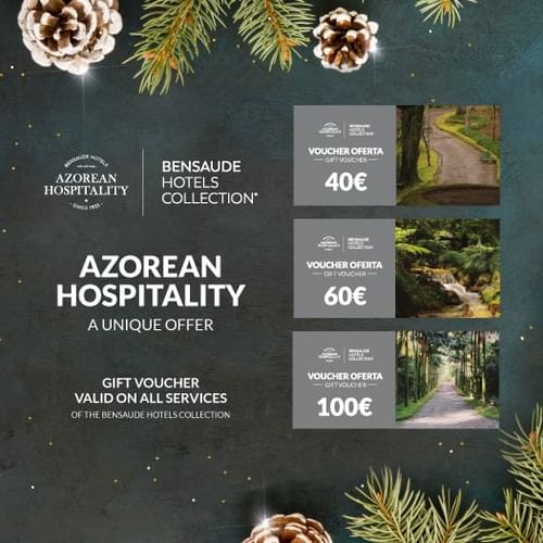 Flower-designed Azorean Hospitality offer poster used at Bensaude Hotels Collection