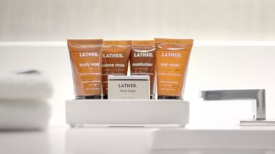 Amenities set for bathrooms at The Nest Palo Alto