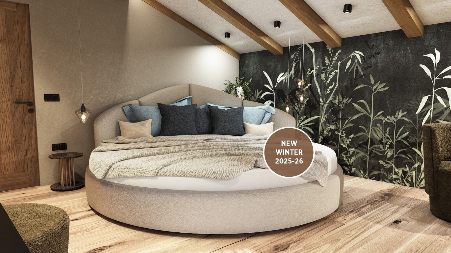 Rundbett in der Premium Suite Bergliebe im Falkensteiner Hotel Antholz.