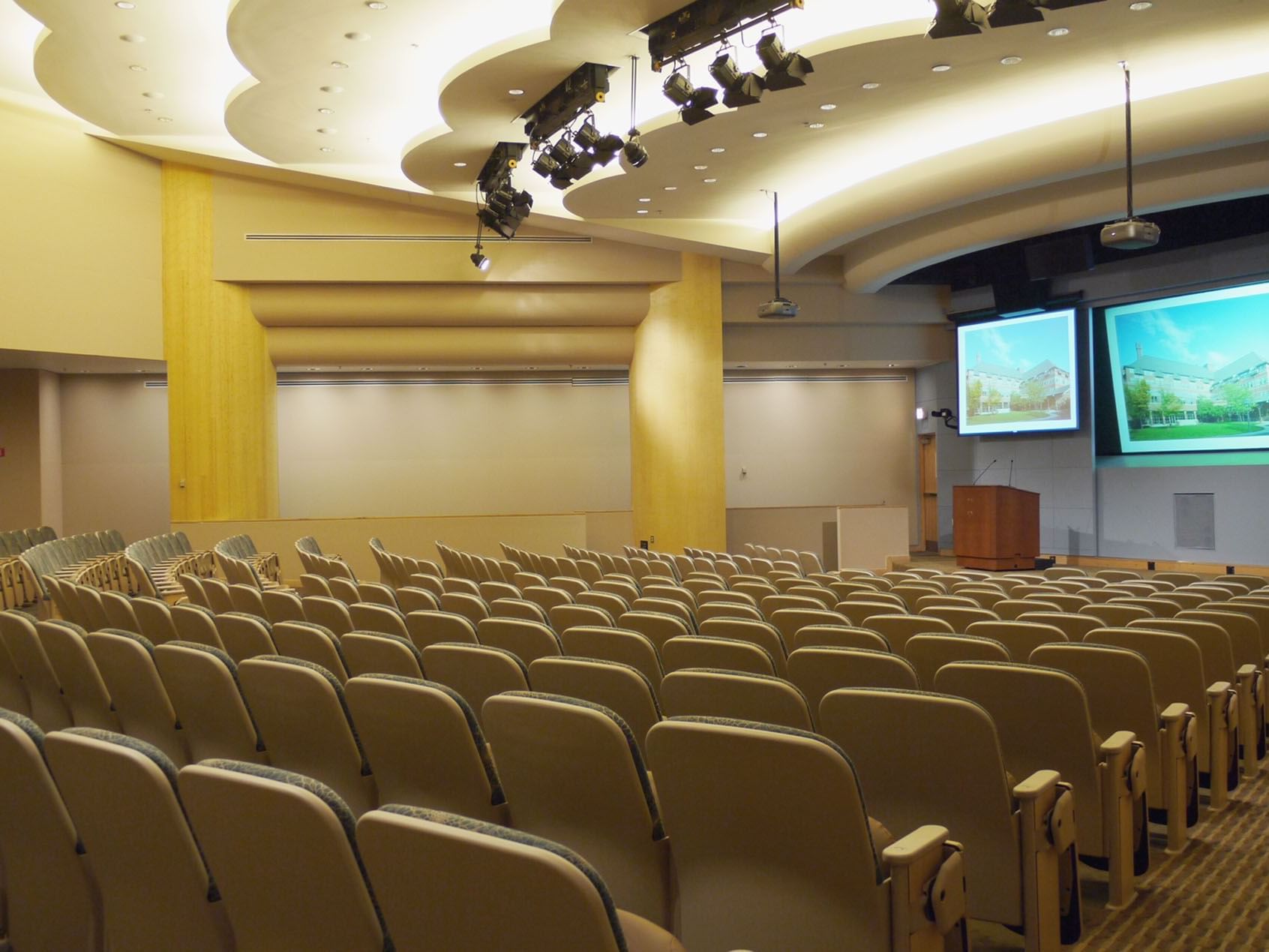 Interior of an auditorium at Kellogg Conference Center