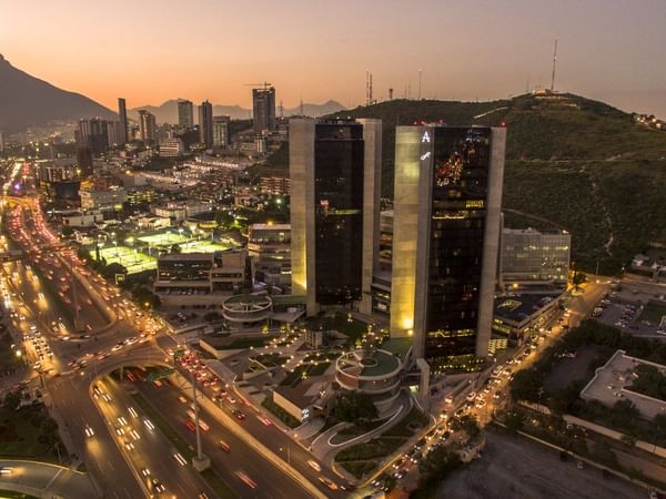 Aerial view of Live Aqua Urban Resort Monterrey building