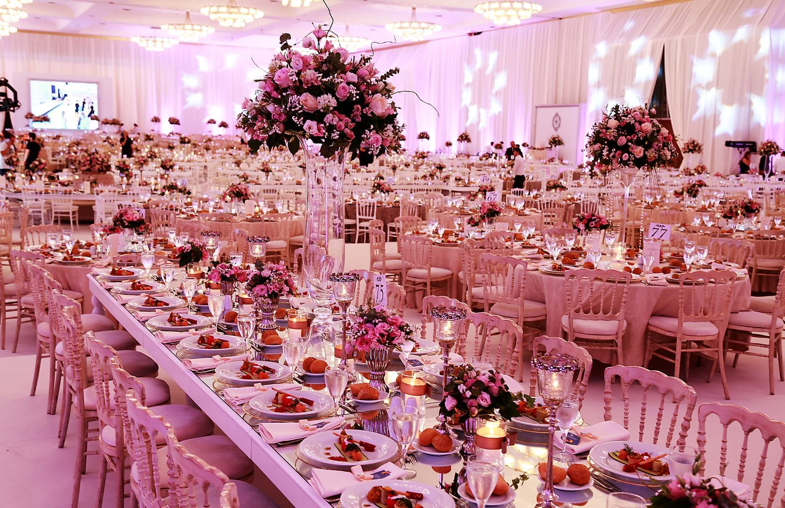 Wedding hall with beautiful decorations at Wow Hotels Group 