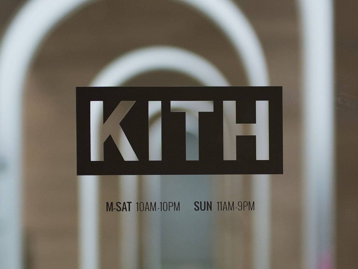 View of the kith logo on glass door at South Beach Hotel