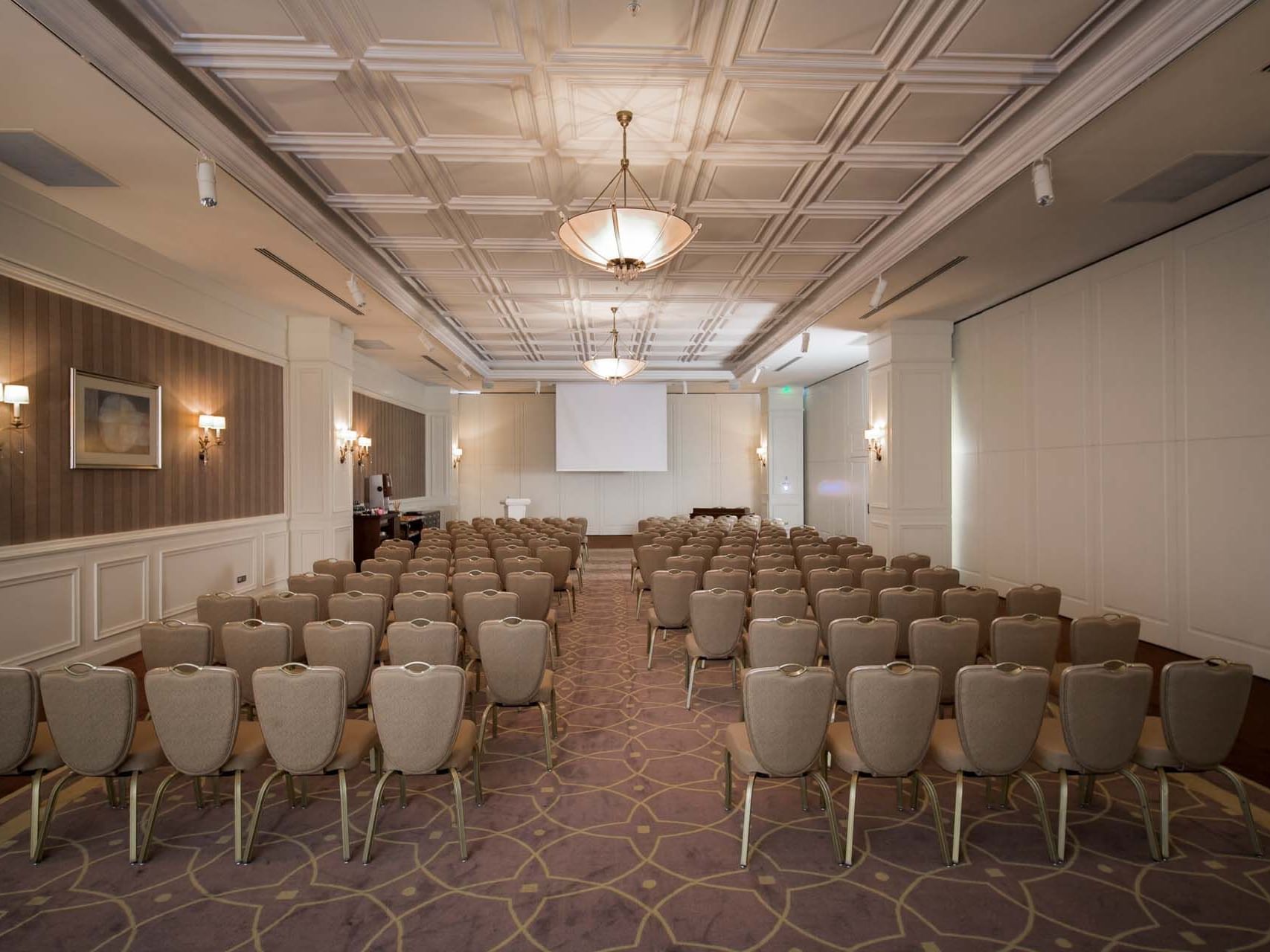 Theatre set-up in Akdeniz Meeting Room with carpeted floors at Titanic Deluxe Golf Belek