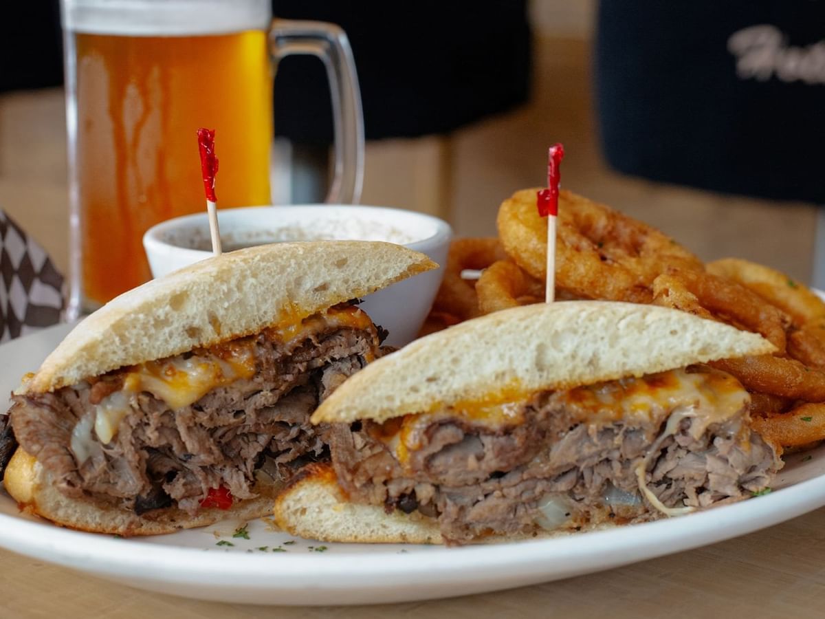 Burgers and onion rings