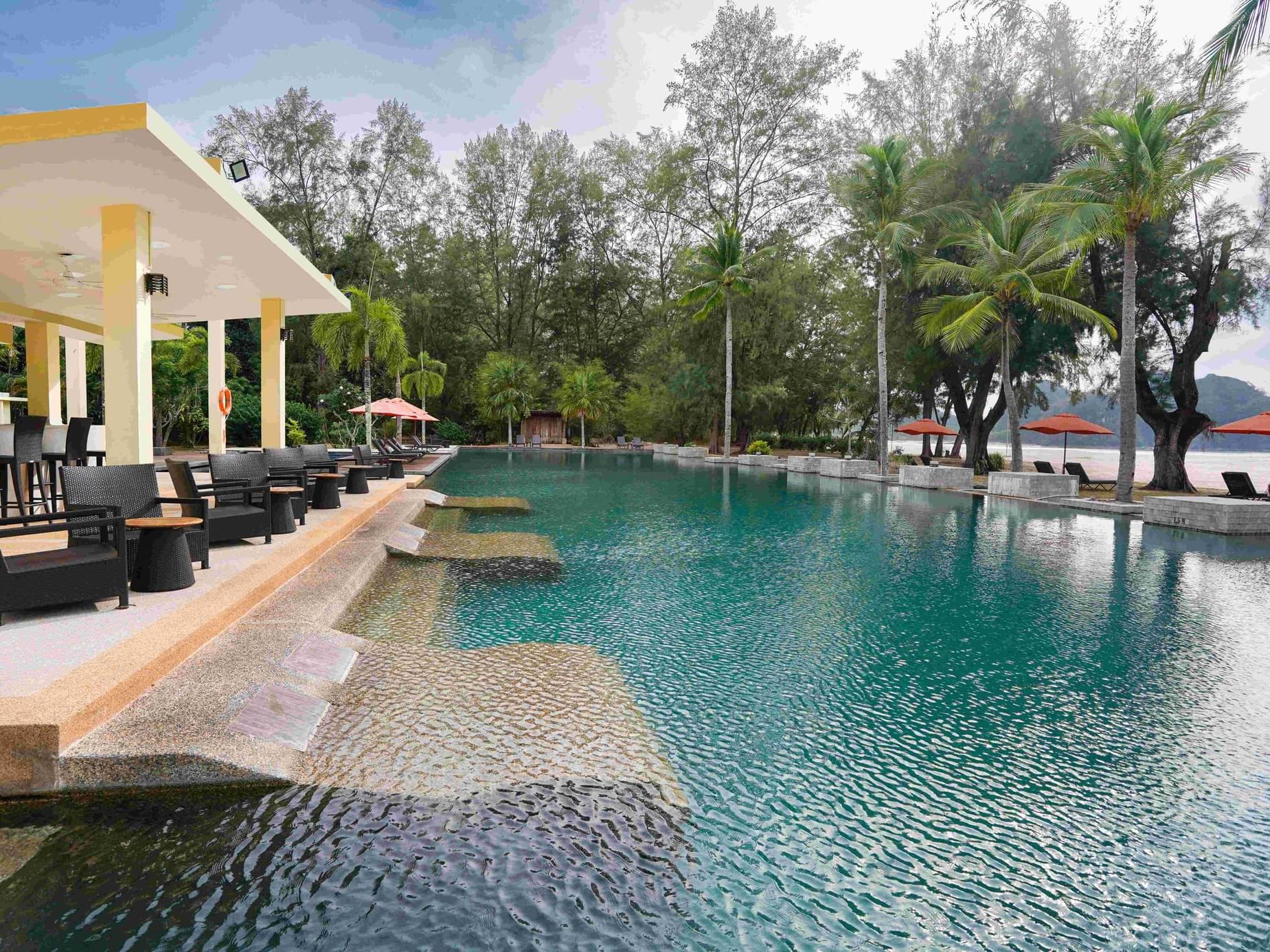 Lounge area in Sands Pool Bar at Tanjung Rhu Resort Langkawi