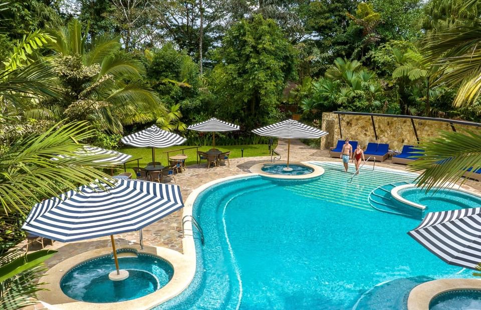 Distant view of the swimming pool at Hideaway Rio Celeste