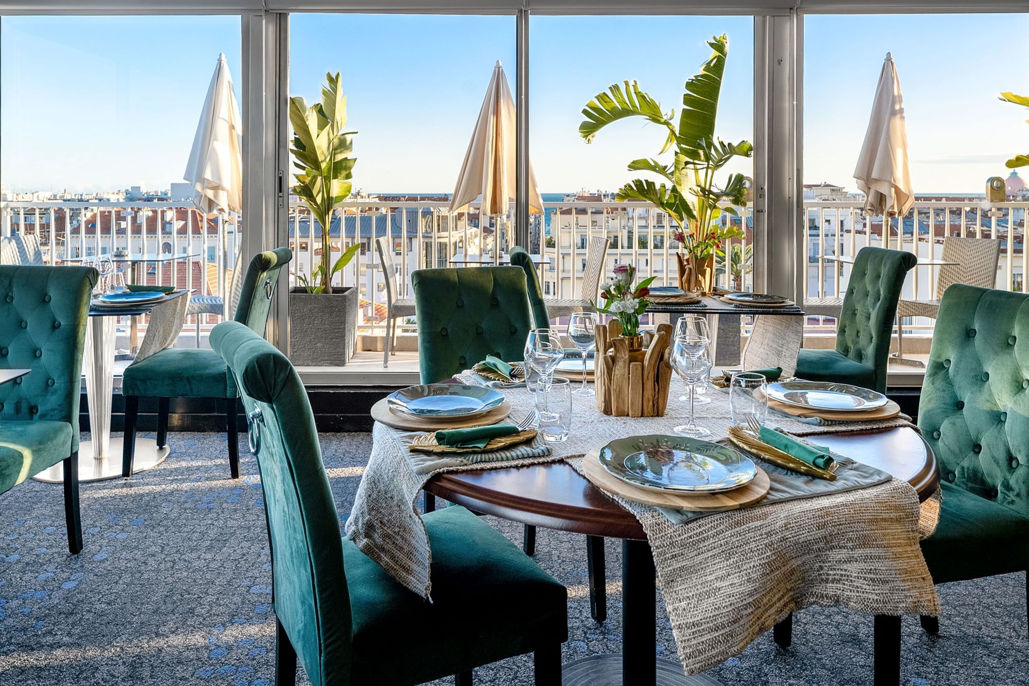 Neatly arranged interior of The Jungle Restaurant at Splendid Hotel & Spa Nice