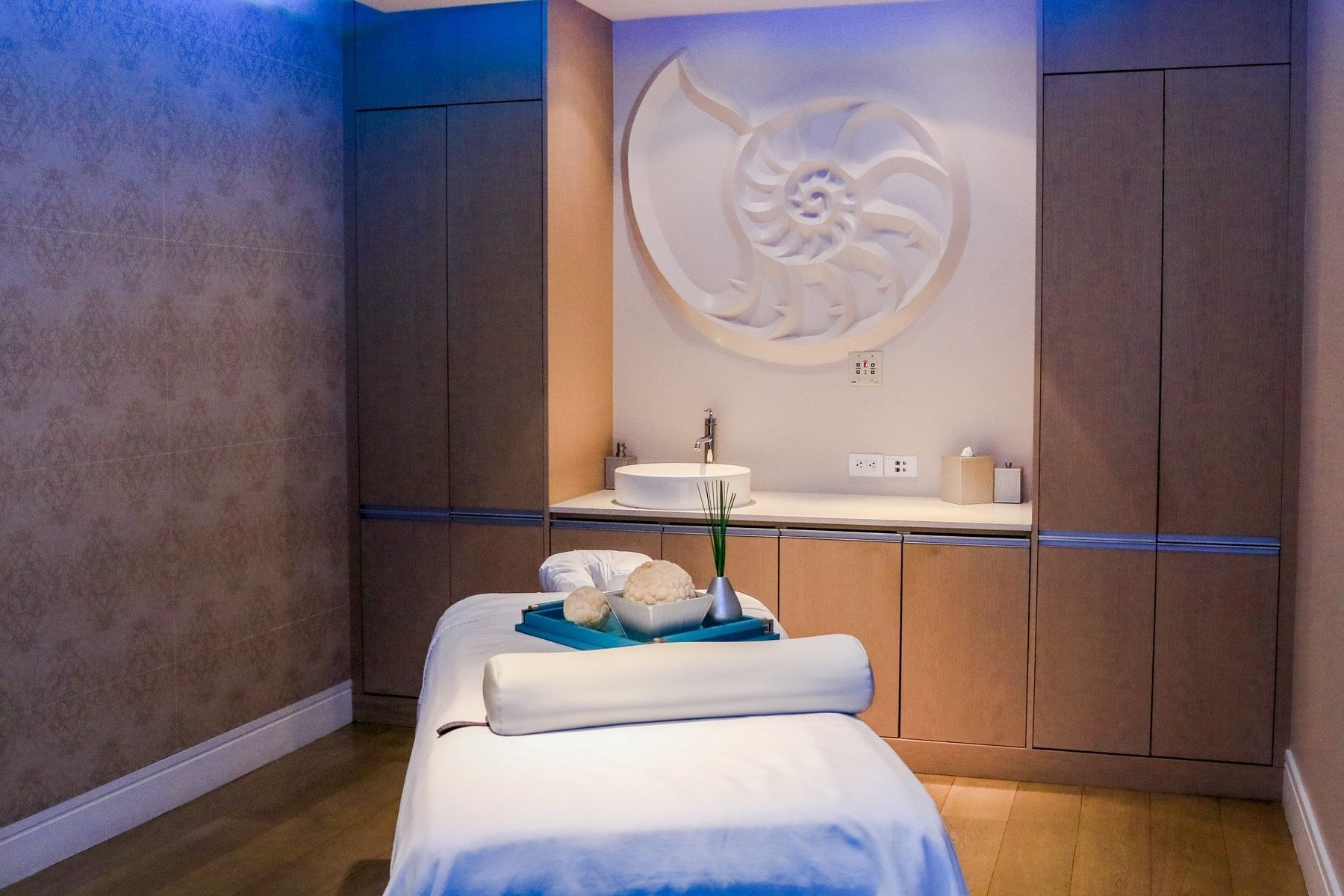 Massage bed & amenities in The Spa at The Diplomat Resort