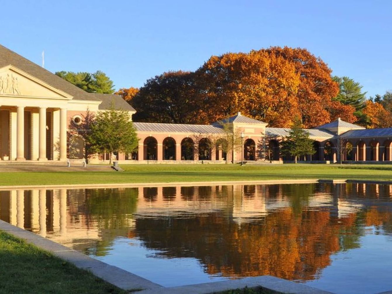 Distant exterior view of Saratoga Spa State Park near Hotel Brookmere