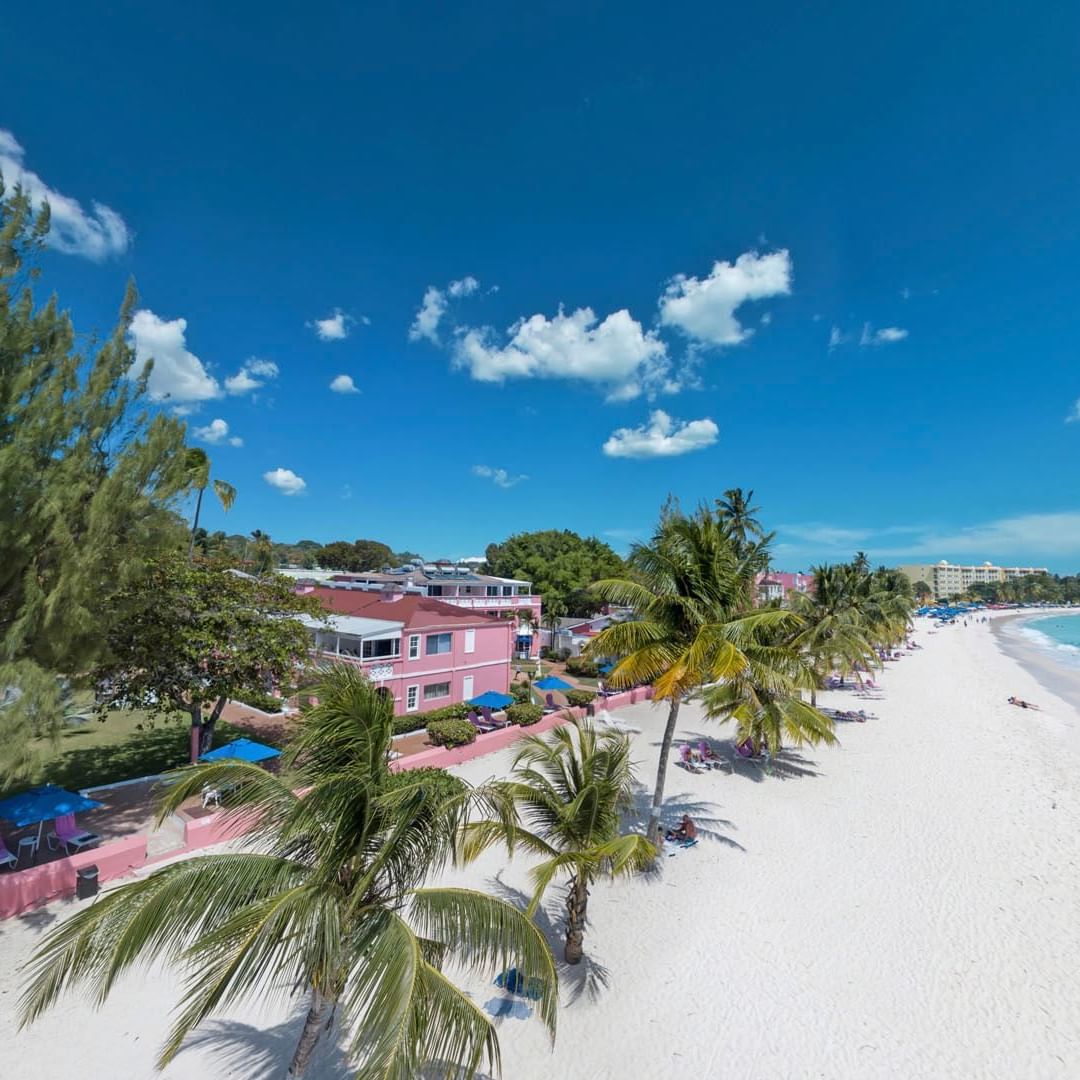 Tropical beach with palm trees near Southern Palms Beach Club