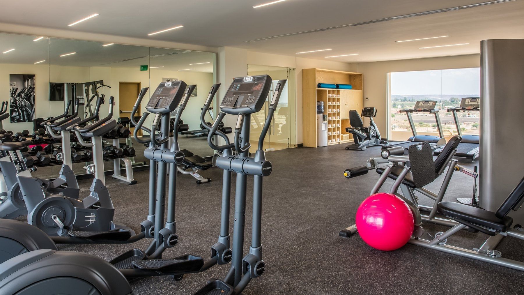 Interior of the fitness center at FI Silao Puerto Interior