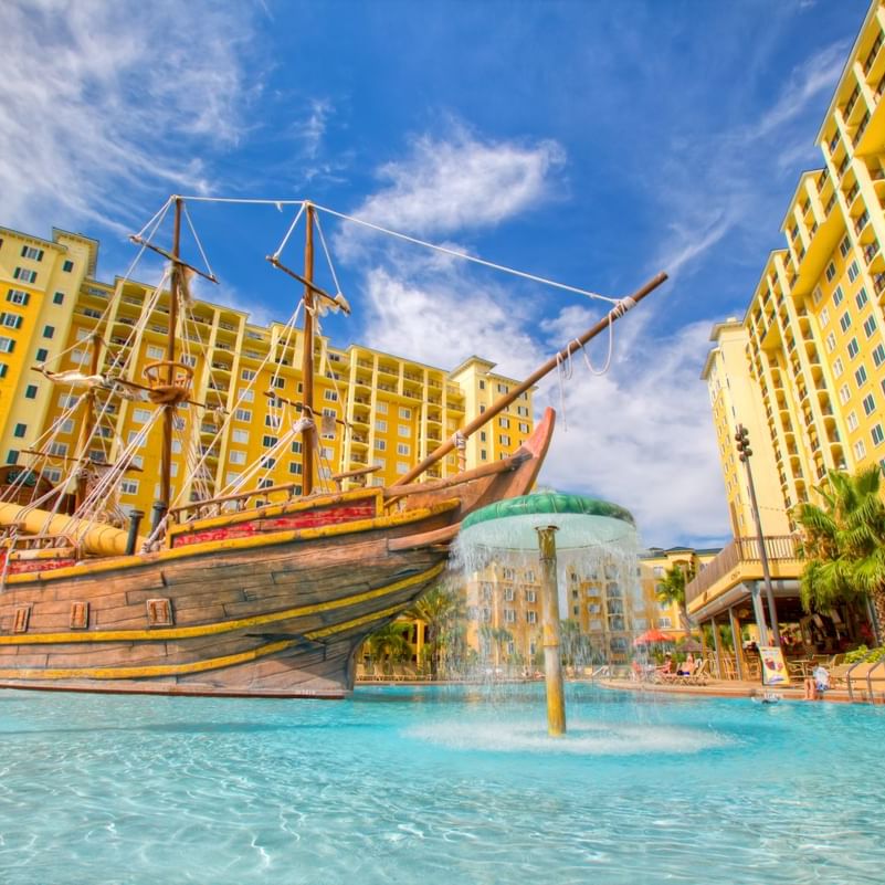 Pirates Plunge Pool with sun loungers at Lake Buena Vista Resort Village & Spa