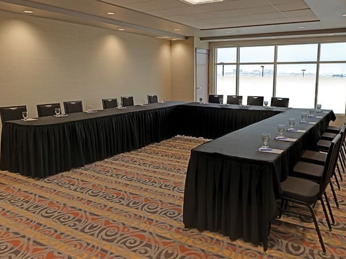 U shape table set-up in Kicking Horse Room at Hotel Clique Calgary Airport