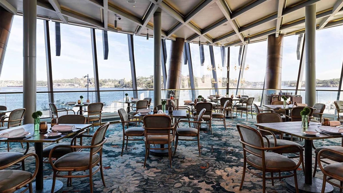 Tables setup in a’Mare restaurant at Crown Towers Sydney