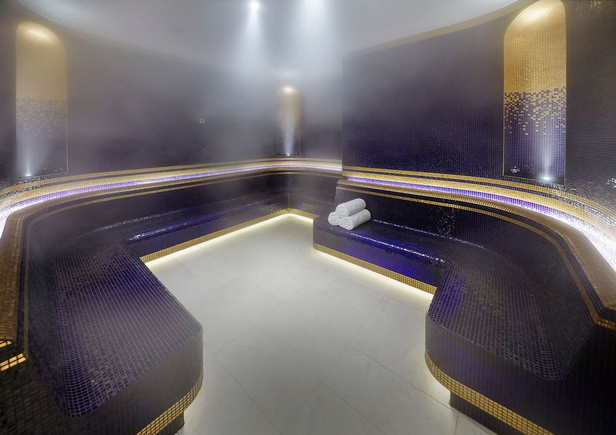 Interior of the spa steam room at Crown Hotel Perth