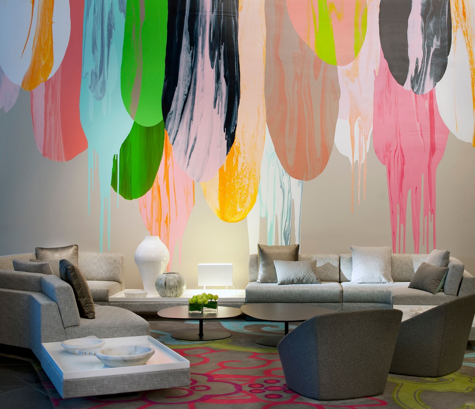 Lobby area with iconic wall art at Crown Towers Melbourne